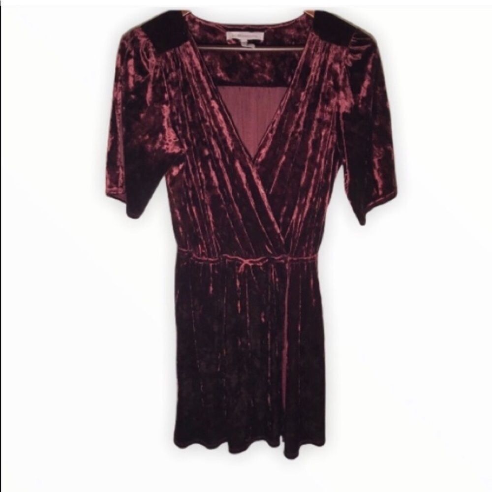 BCBGeneration Burgundy Crushed Velvet Dress